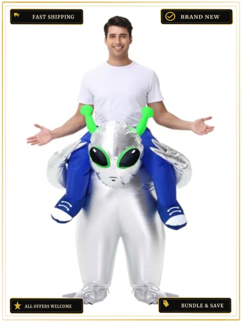 Inflatable Alien Costume Adult Blow Up Halloween Ride On Cosplay Party Suit